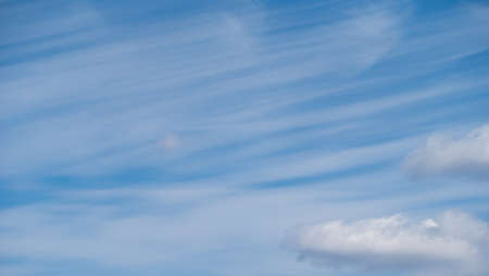 Panoramic fluffy cloud in the blue sky with copyspaceの写真素材