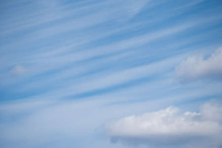 Panoramic fluffy cloud in the blue sky with copyspaceの写真素材