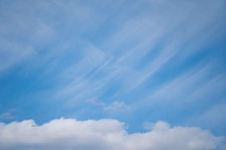 Panoramic fluffy cloud in the blue sky with copyspaceの写真素材