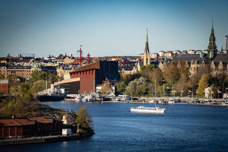 Aerial view shot of Stockholm City Center, summer. Vacation and travel conceptの写真素材