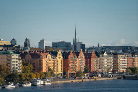 Aerial view shot of Stockholm City Center, summer. Vacation and travel conceptの写真素材