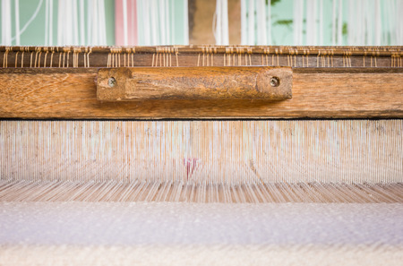 Wooden hand held of  loom for handmade weaving machineの写真素材