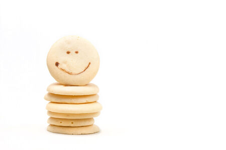cookies with smile face isolated on white background.の写真素材