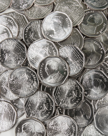 Thai Baht Coins (Five baht type) backgroundの写真素材