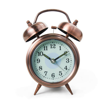 Metal alarm clock isolated on white background, include clipping path.