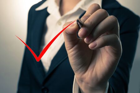 Abstract businesswoman writing on the screen.の写真素材