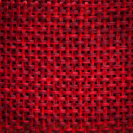 Red hessian macro fabric texture background.の写真素材