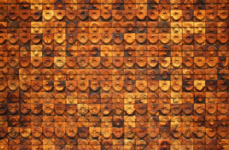 Ruin and ancient orange brick wall surface background textureの写真素材