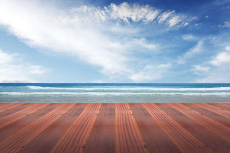 Dreaming on a empty wooden pierの写真素材