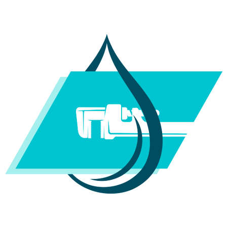 Water drop and plumbing wrench symbol for plumbing repairのイラスト素材