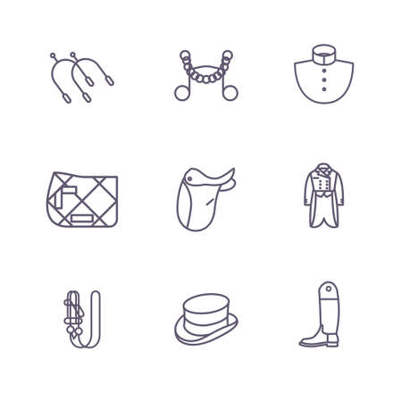 Equestrian outline icons, equestrian dressage, online store designのイラスト素材