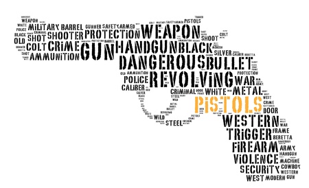 Pistol info-text graphics and arrangement concept (word cloud) 