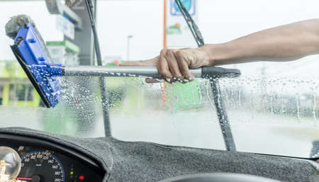 Clean the windshieldの写真素材