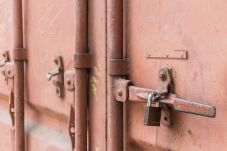 red container with padlock lock.の写真素材