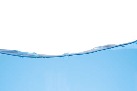 Water splash and surface with bubble on white background