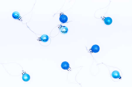 Blue Christmas Tree Ball on white backgroundの写真素材