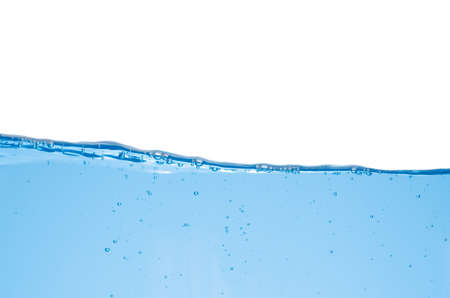 Water splash and surface with bubble on white background