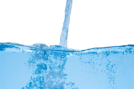 Water splash and surface with bubble on white background