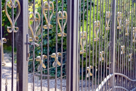 Closed iron gates made of black rods