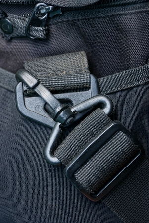 black plastic carabinerの写真素材