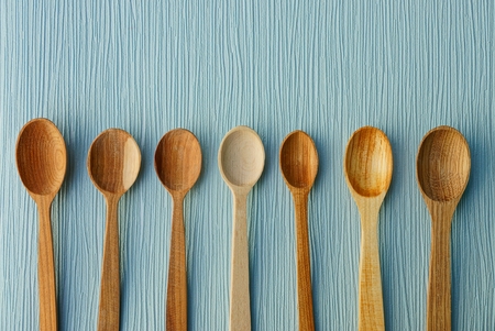 set of brown wooden spoonsの写真素材