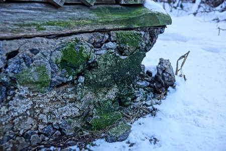 concrete foundation of an old houseの写真素材