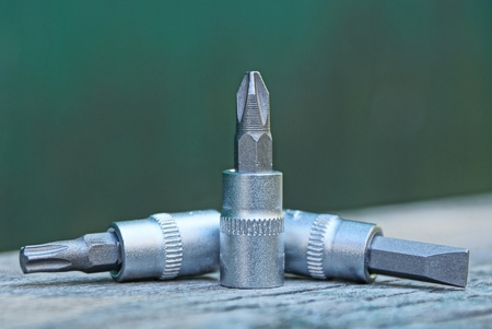gray metal bits for a screwdriver