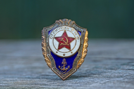 old color soviet marine icon on gray tableのeditorial素材