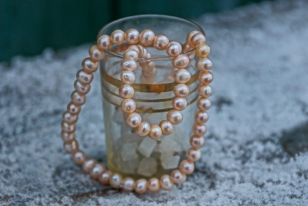 brown pearl beadsの写真素材