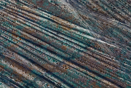 colored texture from a piece of crumpled old cellophane with water drops