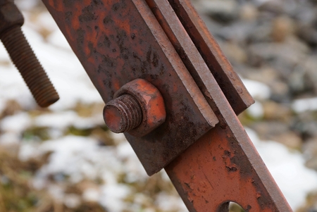 nut and bolt on the beam platesの写真素材