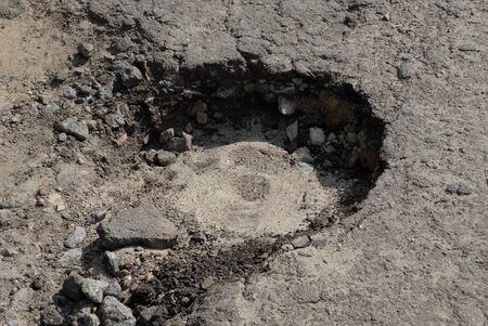 pit asphalt roadの写真素材