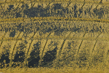 yellow black plastic texture from an old dirty car tire with cracks