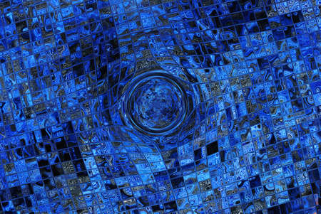 blue black texture from illustration with a round ball and a pattern with mosaic on a dark backgroundの写真素材