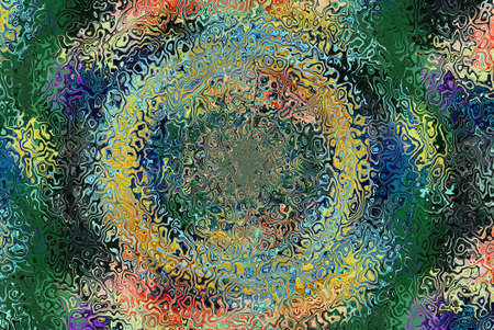 colored texture from illustration with a round ball and a pattern with distortion on a background