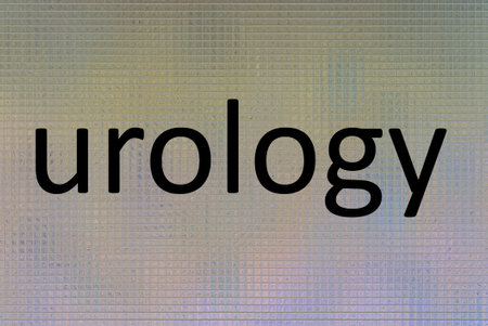 black word urology lettering illustration on gray brown backgroundの写真素材