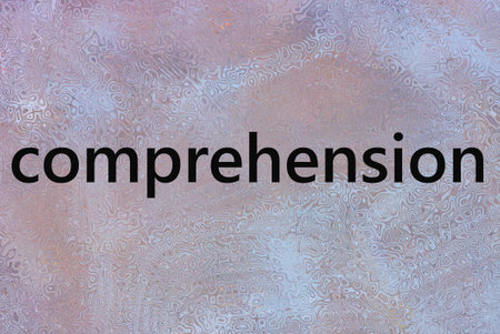 black word comprehension lettering illustration on color backgroundの写真素材