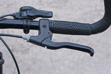 Detail of a bicycle handlebar. Close-up of bicycle handlebar.の写真素材