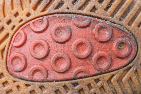 red brown plastic texture of a piece of the sole on the shoeの写真素材