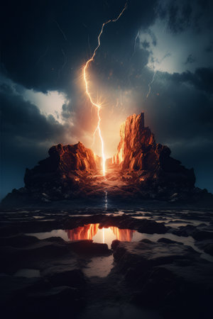 Cracked ground in stormy weather with dramatic sky AIの素材