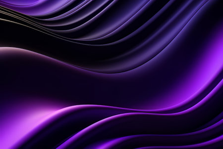 Network technology. Futuristic tech black background and purple waves Low poly 3d wire illustration AIの素材