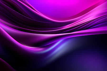 Network technology. Futuristic tech black background and purple waves Low poly 3d wire illustration AIの素材