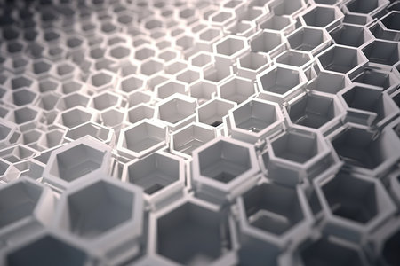 Network connection concept silver honeycomb shiny background. Futuristic Abstract 3D Geometric Background Design Made with Generative Space Illustration AI Scy fiの素材