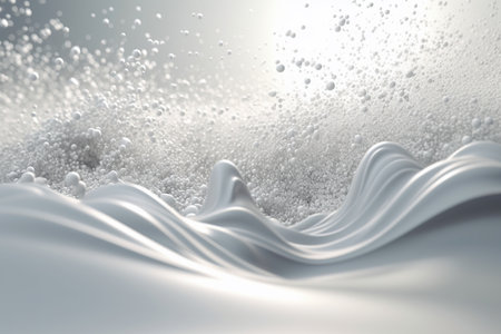 Network technology background futuristic tech silver white wave background. Low poly 3d wire made with generative AI Scy fi space illustrationの素材