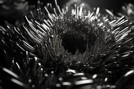 Network technology abstract silver round frame background. Low poly 3d wire made with generative AIの素材