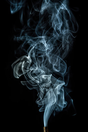 detailed orange-blue smoke on a black background made with Generative AIの素材