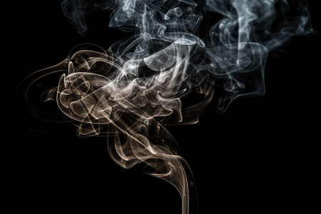 detailed orange-blue smoke on a black background made with Generative AIの素材