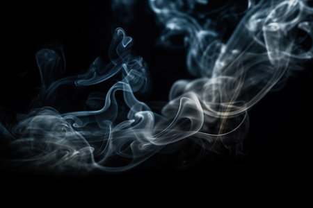 detailed orange-blue smoke on a black background made with Generative AIの素材