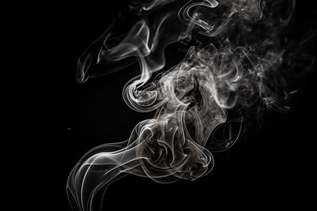 detailed white smoke on black background made with Generative AIの素材