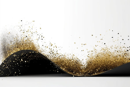 Black white gold abstract wave streamlined shape made with generative AIの素材